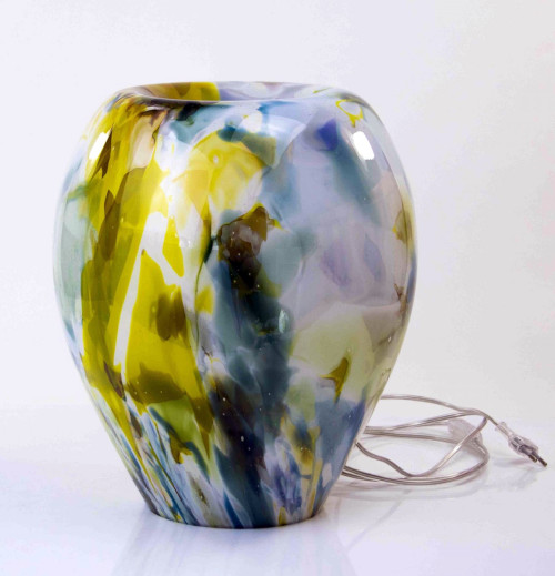 Monet, lamp wit-groen-geel, 1x deuk